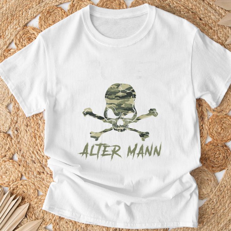 Evil Old Man 迷彩スカルバックプリント Tシャツ 高齢者への贈り物