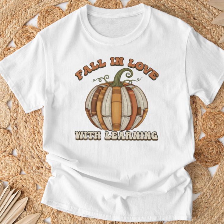Fall In Love With Learning Books Pumpkin Autum Thanksgiving T-Shirt Gifts for Old Men Fall In Love With Learning Books Pumpkin Autum Thanksgiving T-Shirt Gifts for Old Men