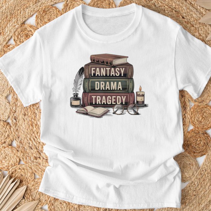 Fantasy Drama Tragedy Gothic Book Lover Bookworm T-Shirt Gifts for Old Men Fantasy Drama Tragedy Gothic Book Lover Bookworm T-Shirt Gifts for Old Men