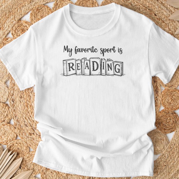 My Favorite Sport Is Reading Fun Book Fan Reader Sketch Art T-Shirt Gifts for Old Men