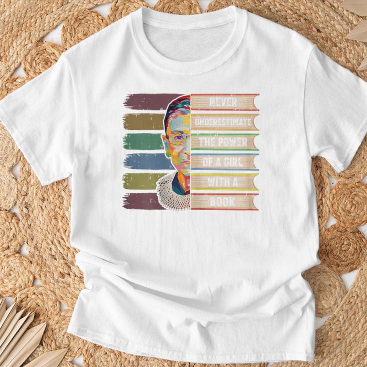 Feminist Ruth Bader Ginsburg RBG Quote Girl With Book Women T-Shirt Gifts for Old Men