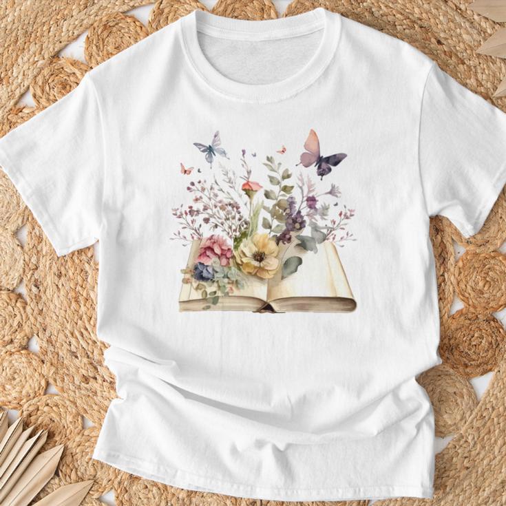 Flowers Gardening And Book Reading Lover T-Shirt Gifts for Old Men