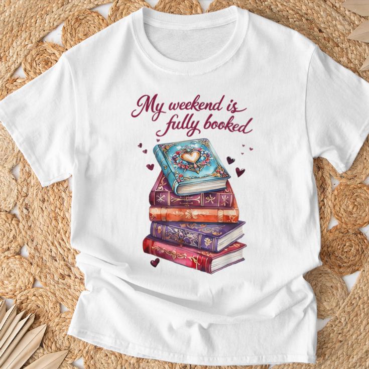 My Weekend Is Fully Booked Reading Quote Book Lover Humor T-Shirt Gifts for Old Men
