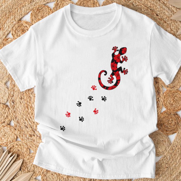 Gecko Footprint ハイビスカスフラワー ハワイサーフスタイルtシャツ Tシャツ 高齢者への贈り物