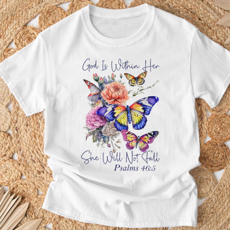 God Is Within Her Faith 聖句 詩篇 Tシャツ 高齢者への贈り物