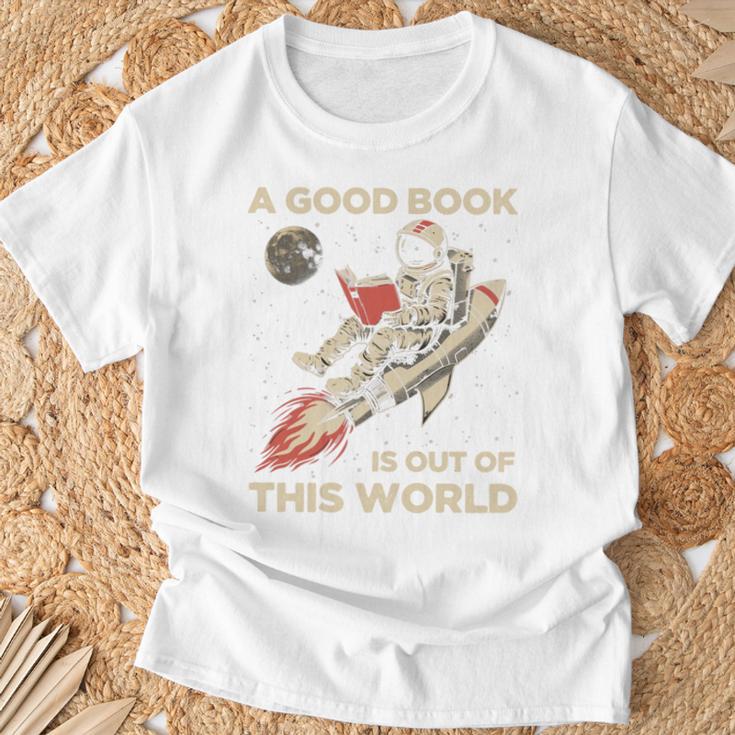 A Good Book Out Of This World Astronaut Space Reading Lovers T-Shirt Gifts for Old Men