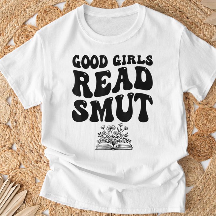 Good Girls Read Smut Book Flower Good Reader Saying T-Shirt Gifts for Old Men