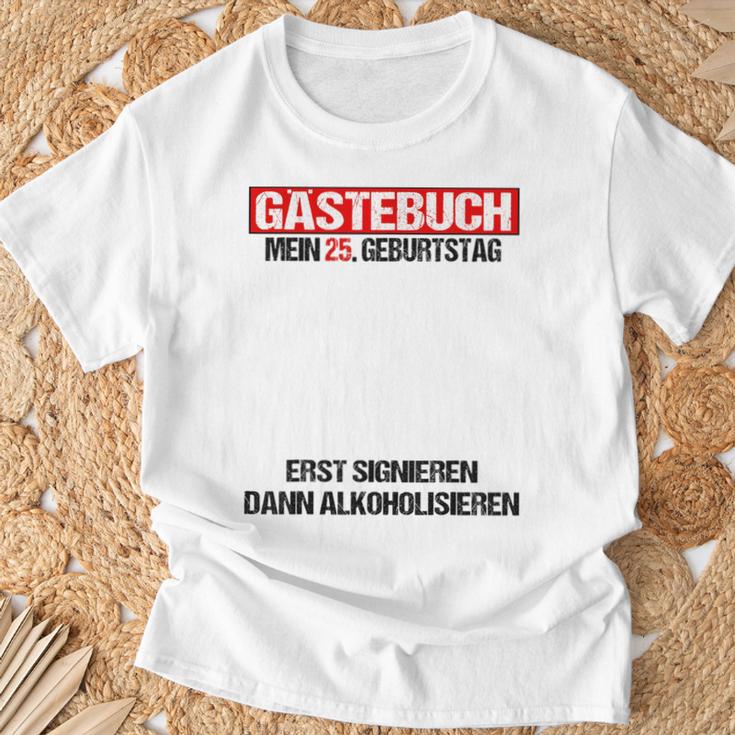 Guest Book 25th Birthday Man Woman 25th Birthday Decoration T-Shirt Gifts for Old Men Guest Book 25th Birthday Man Woman 25th Birthday Decoration T-Shirt Gifts for Old Men