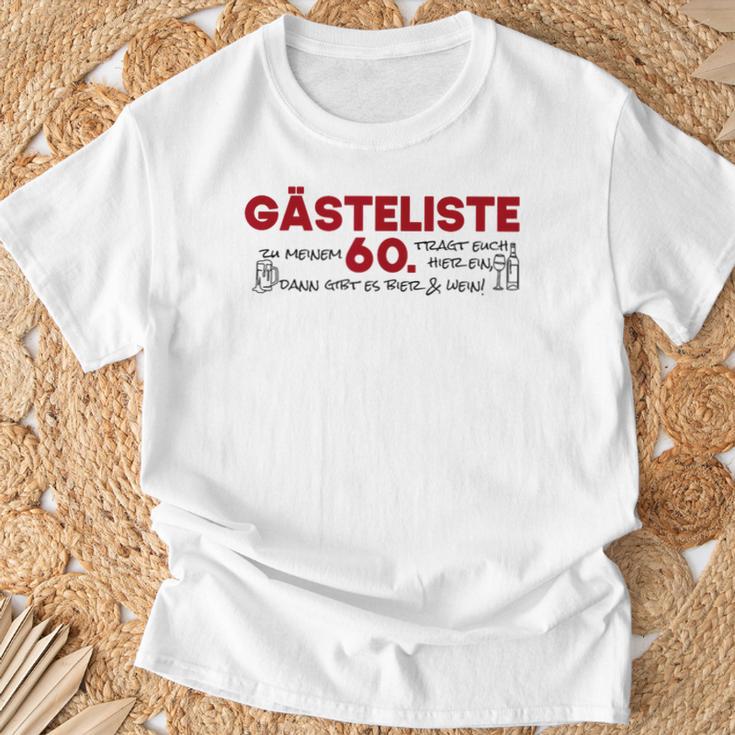Guest List 60th Guest List Guest Book 60th Birthday Woman Man T-Shirt Gifts for Old Men