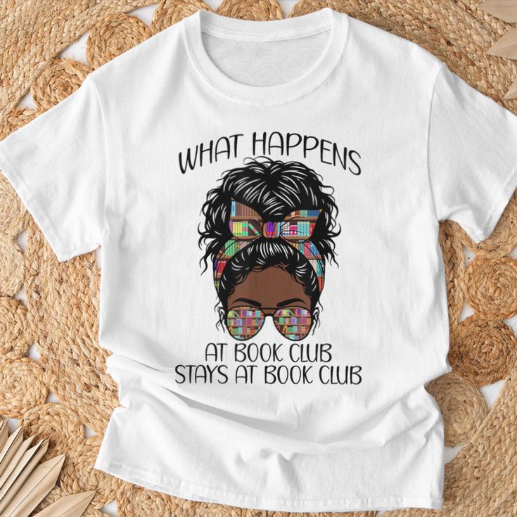 What Happens At Book Club Stays At Book Club Black Women T-Shirt Gifts for Old Men