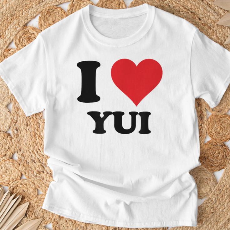 I Heart Yui ファーストネーム I Love パーソナライズ Tシャツ 高齢者への贈り物