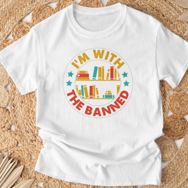 I'm With The Banned Books I Survived Reading Banned Books T-Shirt Gifts for Old Men