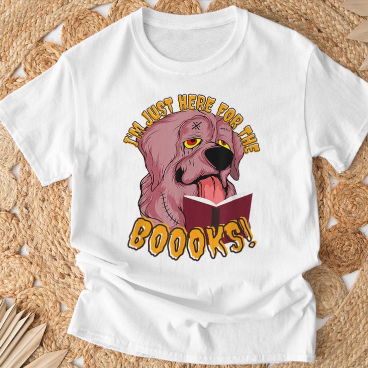 I'm Just Here ForThe BOOOKS Zombie Dog Reading a Book Men Women Kids T-Shirt Gifts for Old Men I'm Just Here ForThe BOOOKS Zombie Dog Reading a Book Men Women Kids T-Shirt Gifts for Old Men