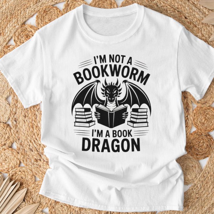I'm Not a Bookworm I'm a Book Dragon For Fantasy Lovers Premium Tri-Blend T-Shirt Gifts for Old Men