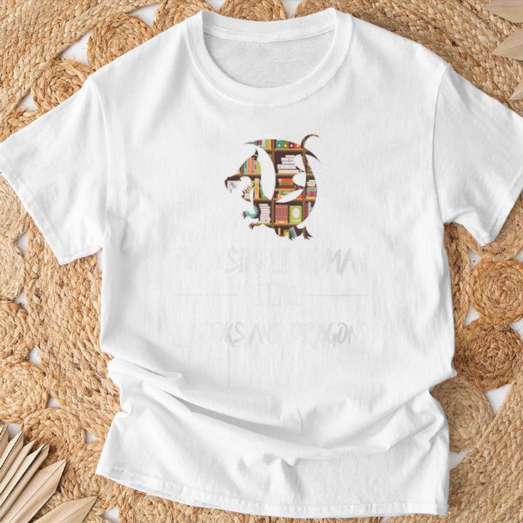 I'm a Simple Woman I Like Books And Dargons Dragon T-Shirt Gifts for Old Men