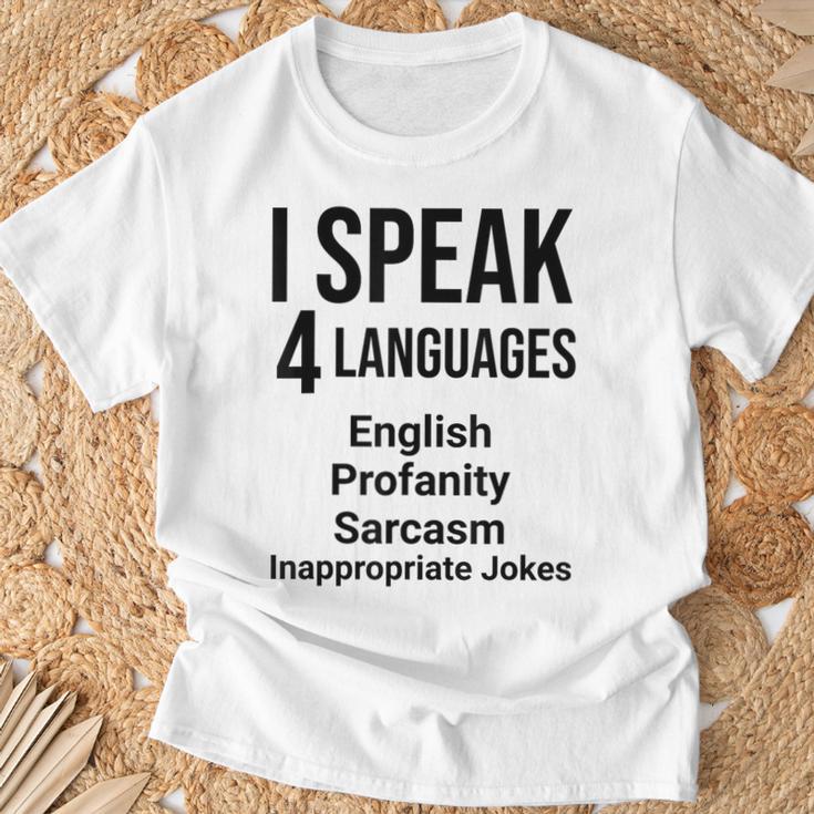 Ipeak 4 Languages おもしろ英語文法先生 Tシャツ 高齢者への贈り物