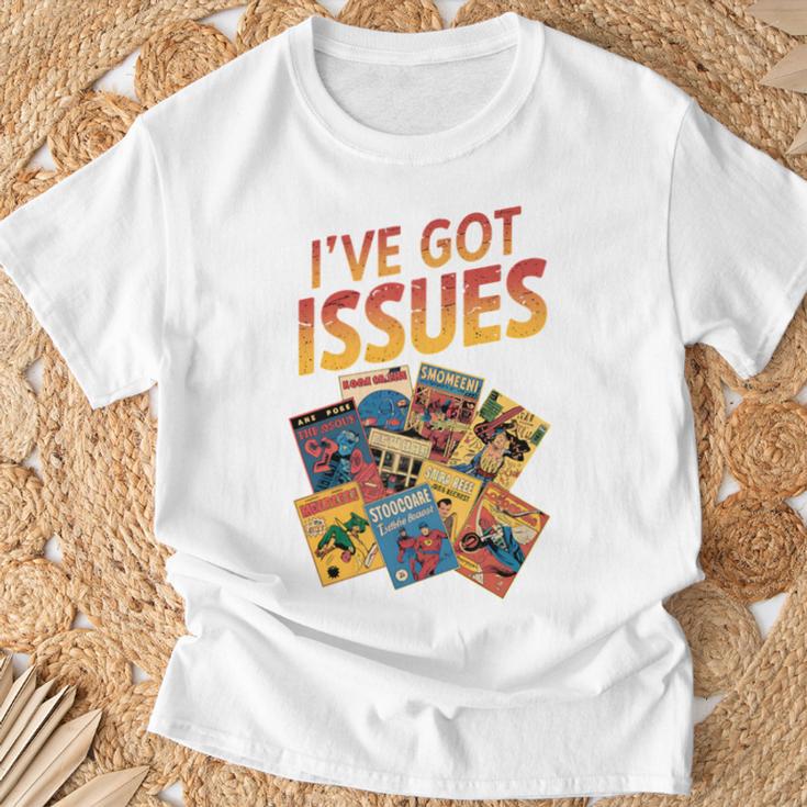I'Ve Got Issues Comic Book Collecting Comfort Colors Crop Top T-Shirt Gifts for Old Men