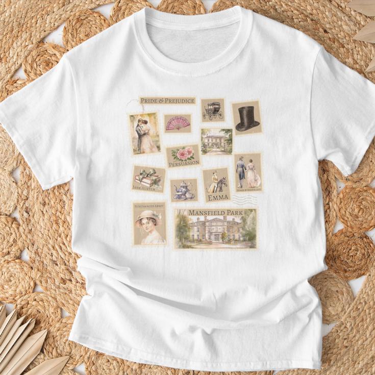 Jane Austen Book Classic Literature Stamp Collage Premium Tri-Blend T-Shirt Gifts for Old Men