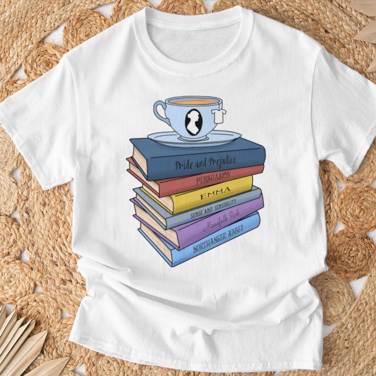Jane Austen Books And Tea T-Shirt Gifts for Old Men