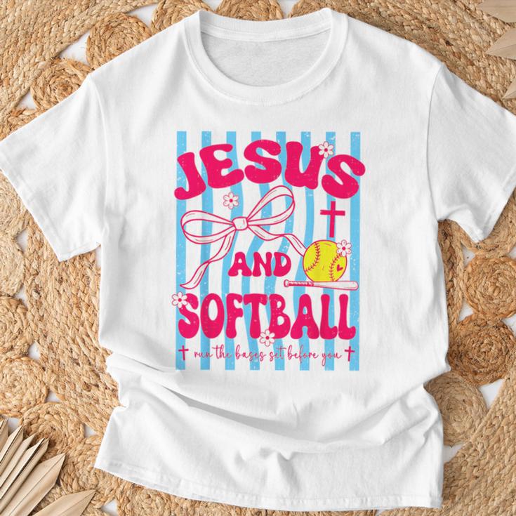 Jesus And Softball Bow Christian Mom Mama Girls Faith Womens T-Shirt Gifts for Old Men Jesus And Softball Bow Christian Mom Mama Girls Faith Womens T-Shirt Gifts for Old Men