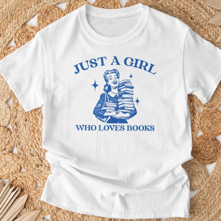 Just a Girl Who Loves Books Book Lover Bookish T-Shirt Gifts for Old Men