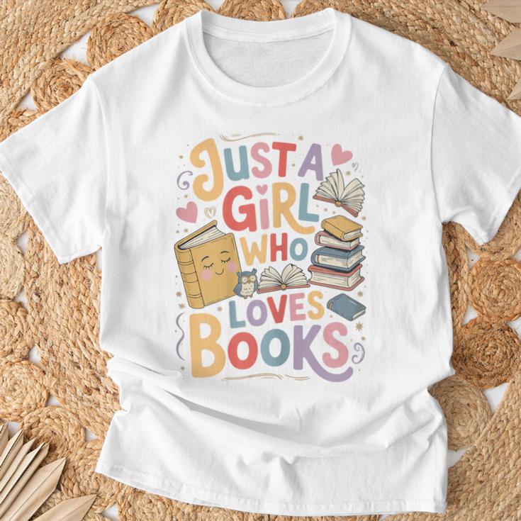 Just a Girl Who Loves Books Bookish Readers Book Lover Girls T-Shirt Gifts for Old Men