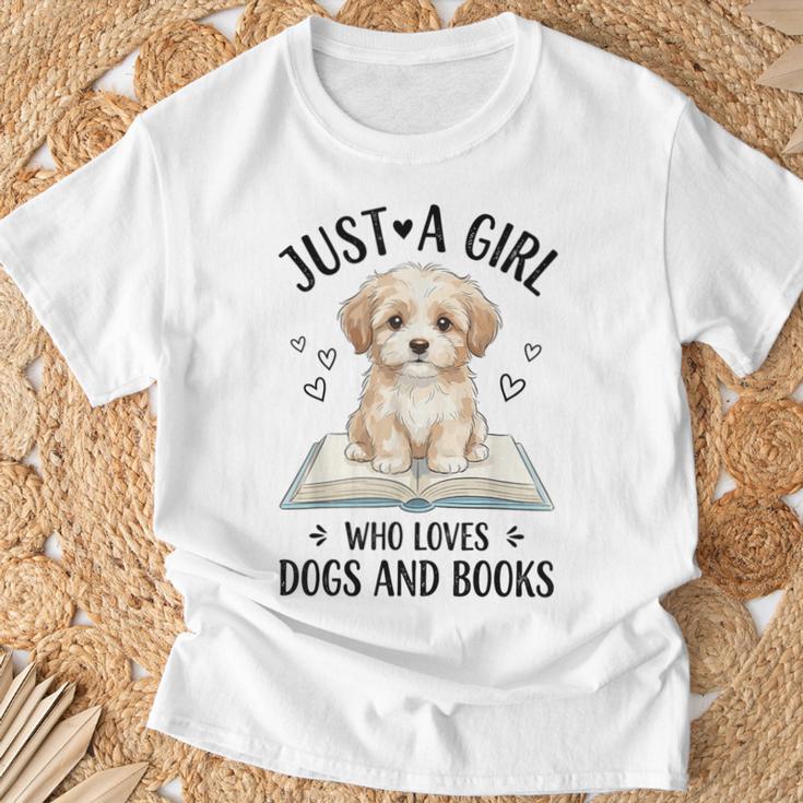 Just A Girl Who Loves Books And Dogs Puppy Pet Lover T-Shirt Gifts for Old Men