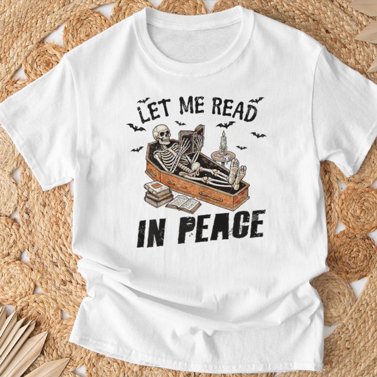 Let Me Read In Peace Halloween Reading Book Lover T-Shirt Gifts for Old Men