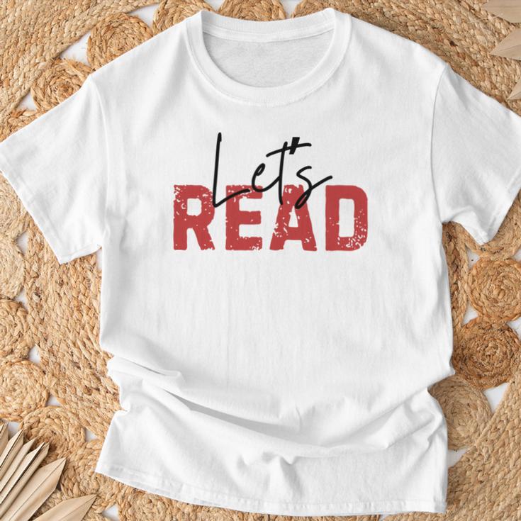 Let's Read National Read A Book Day Reading Month Freedom T-Shirt Gifts for Old Men