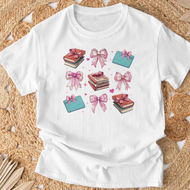 Librarian Library Books Girl Coquette Bow Pink Mom T-Shirt Gifts for Old Men Librarian Library Books Girl Coquette Bow Pink Mom T-Shirt Gifts for Old Men