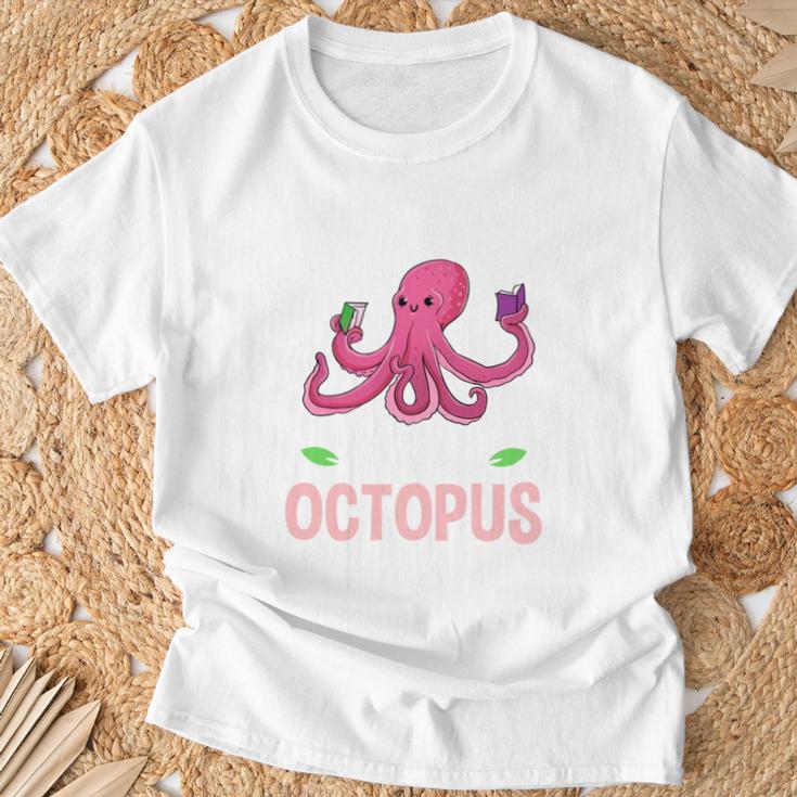 Life Is Better With An Octopus And Reading Books T-Shirt Gifts for Old Men