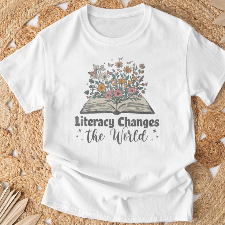 Literacy Changes The World Floral Book Reading Cute T-Shirt Gifts for Old Men Literacy Changes The World Floral Book Reading Cute T-Shirt Gifts for Old Men