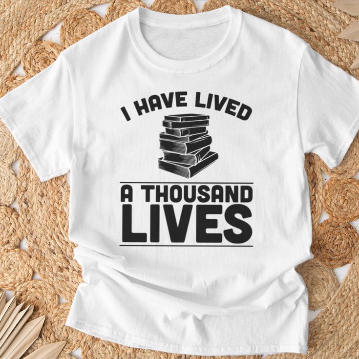 I Have Lived A Thousand Lives Trendy Book Reading Literary T-Shirt Gifts for Old Men