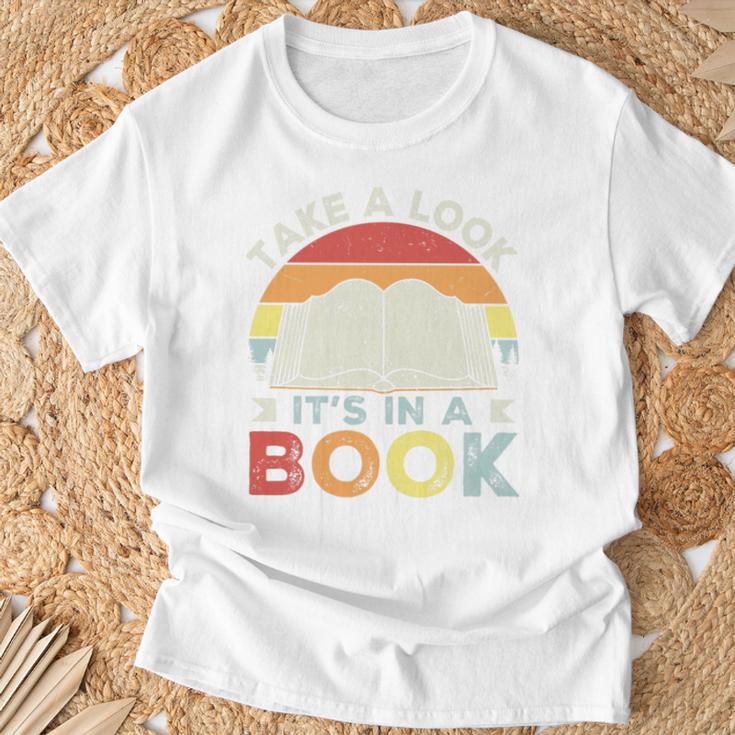 Take A Look It's In A Book Retro Reading Premium Tri-Blend T-Shirt Gifts for Old Men