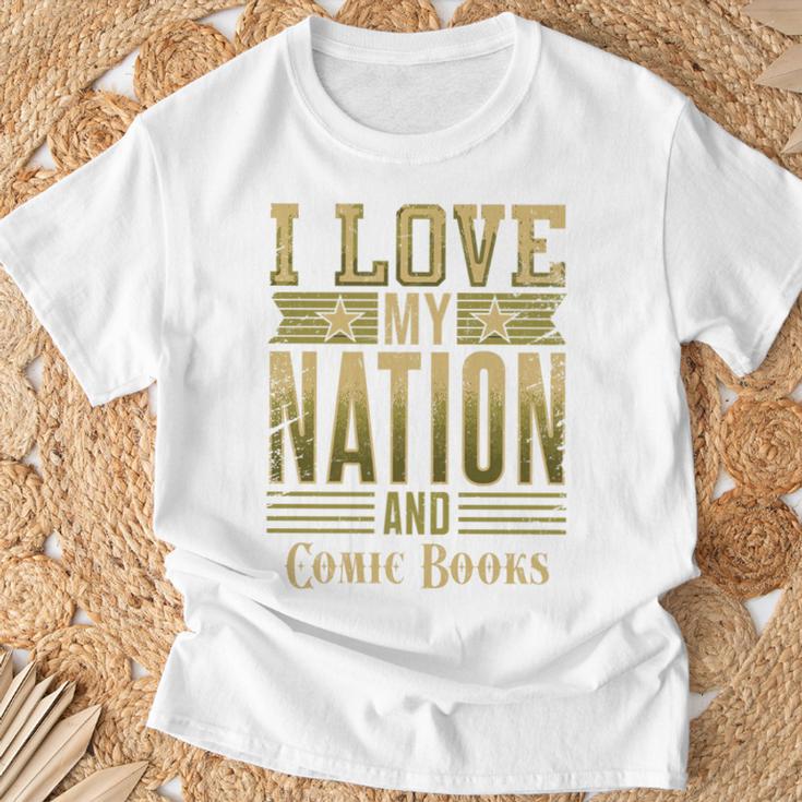 I Love My Nation And Comic Books – Patriotic American Premium Tri-Blend T-Shirt Gifts for Old Men