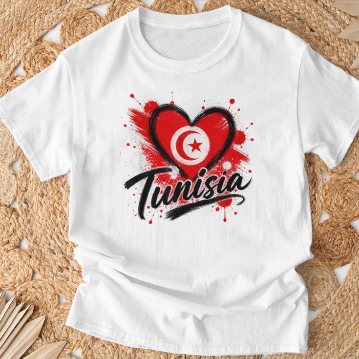 I Love Tunisia 旅行旗 ハート ツーリスト バケーション デザイン Tシャツ 高齢者への贈り物
