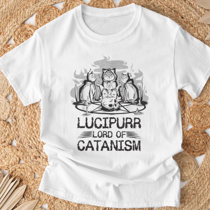 Lucipurr 黒猫 魔法 悪魔 猫 ルシファー オカルティズム Tシャツ 高齢者への贈り物