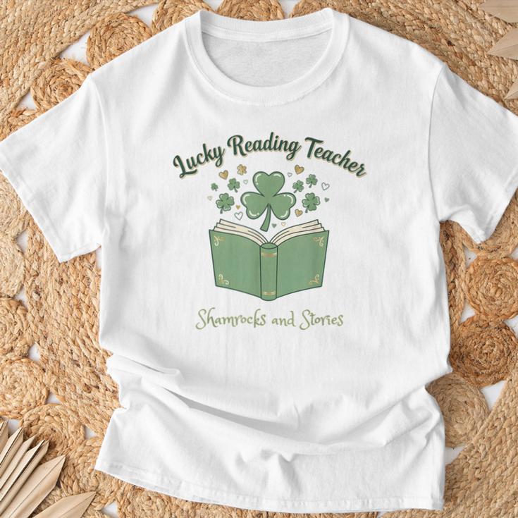 Lucky Reading Teacher Shamrocks And Stories Book Women Men T-Shirt Gifts for Old Men Lucky Reading Teacher Shamrocks And Stories Book Women Men T-Shirt Gifts for Old Men