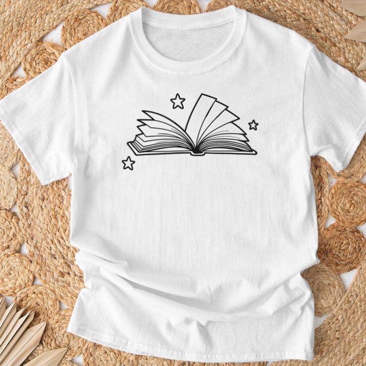 Magic Book With Stars Line Art T-Shirt Gifts for Old Men Magic Book With Stars Line Art T-Shirt Gifts for Old Men