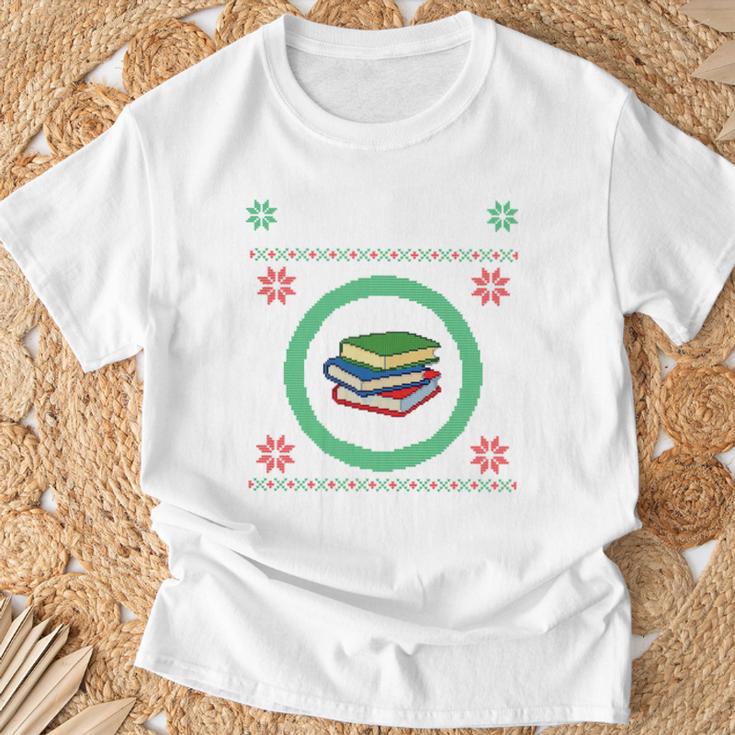 Merry Bookmas Christmas Jumper Avid Reader Ugly Sweater Book T-Shirt Gifts for Old Men