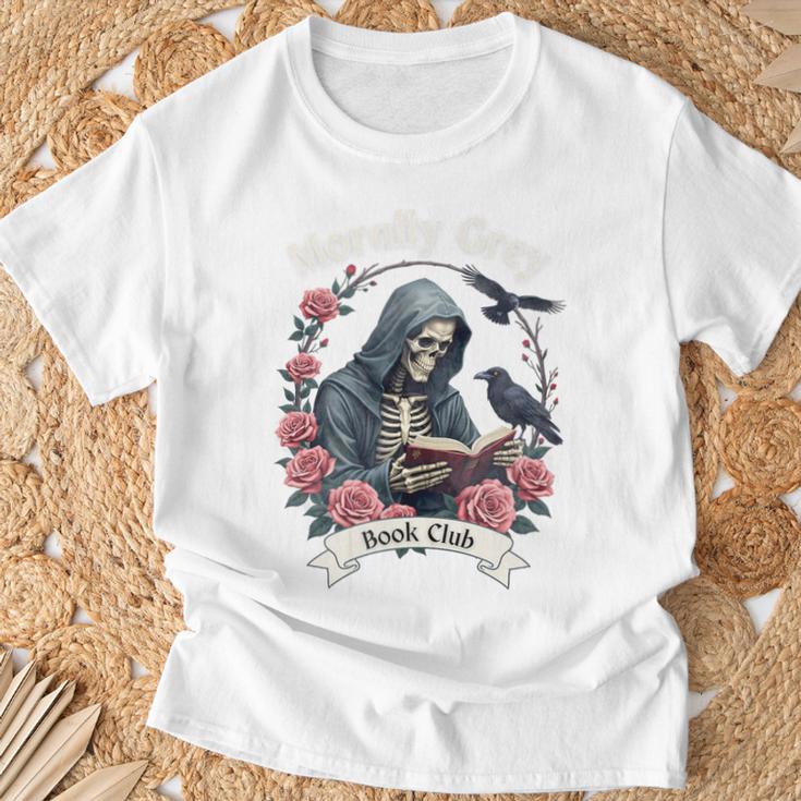Morally Grey Book Club Gothic Skeleton And Raven Vintage Premium Tri-Blend T-Shirt Gifts for Old Men