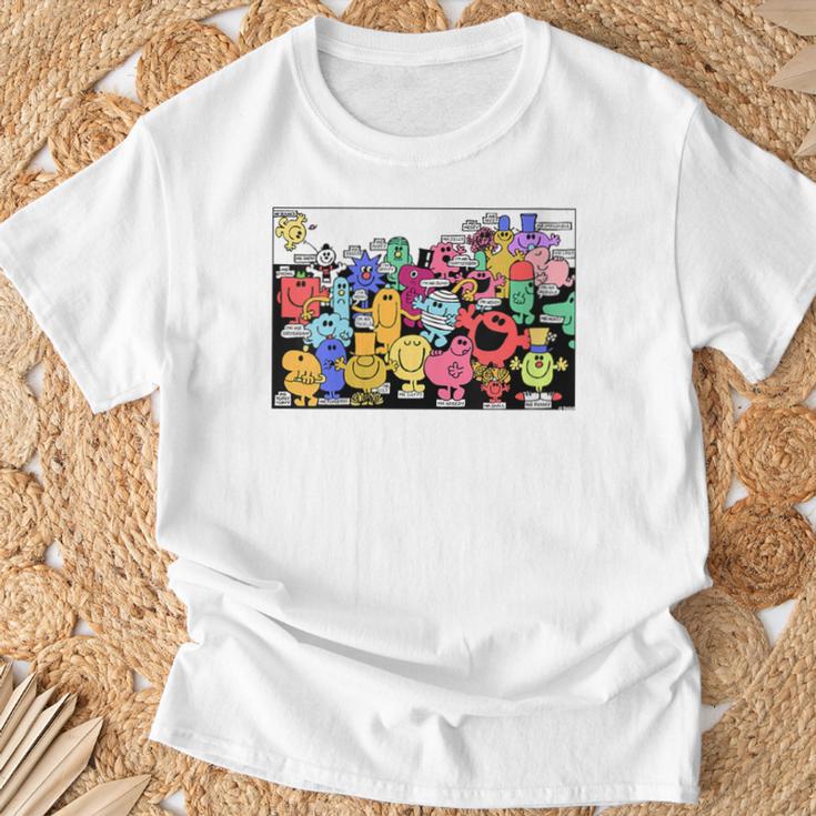 Mr Men Little Miss Retro Colourful Comic Book Scene T-Shirt Gifts for Old Men