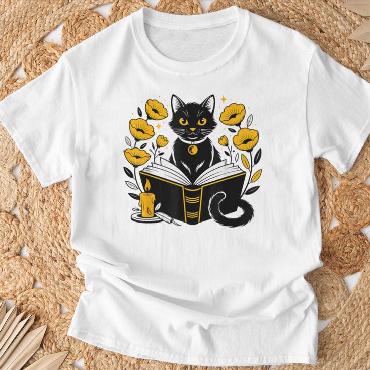 Mystic Cat With Spell Book Candle Flowers Witchcore Men Women Kids T-Shirt Gifts for Old Men Mystic Cat With Spell Book Candle Flowers Witchcore Men Women Kids T-Shirt Gifts for Old Men