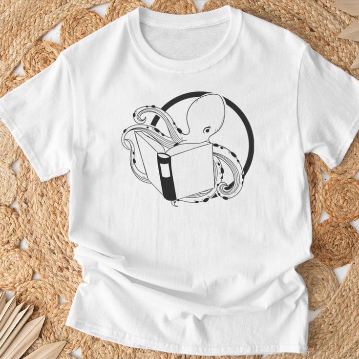 Nerdy Book Lover Shirt Kraken Open A Book T-Shirt Gifts for Old Men