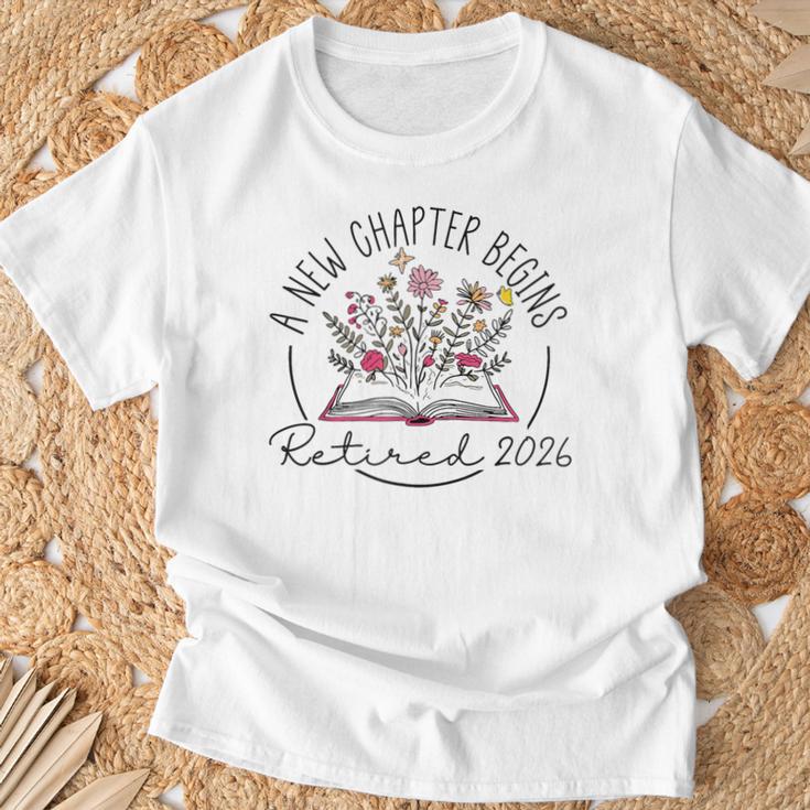 A New Chapter Retired 2026 Begins Retirement Wildflower Book T-Shirt Gifts for Old Men A New Chapter Retired 2026 Begins Retirement Wildflower Book T-Shirt Gifts for Old Men