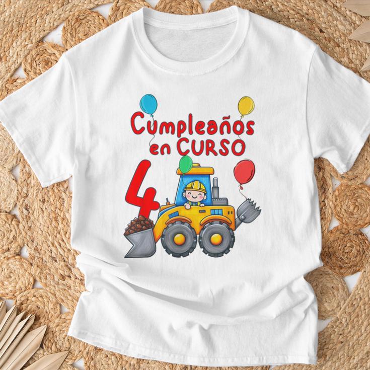 Niño 4 Años Con Tractor Excavadora Cumpleaños Camiseta unisex Regalos para ancianos