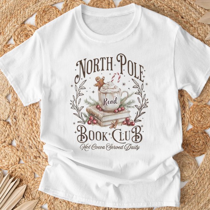 North Pole Readers Club Bookish Xmas Santa Book Reading T-Shirt Gifts for Old Men