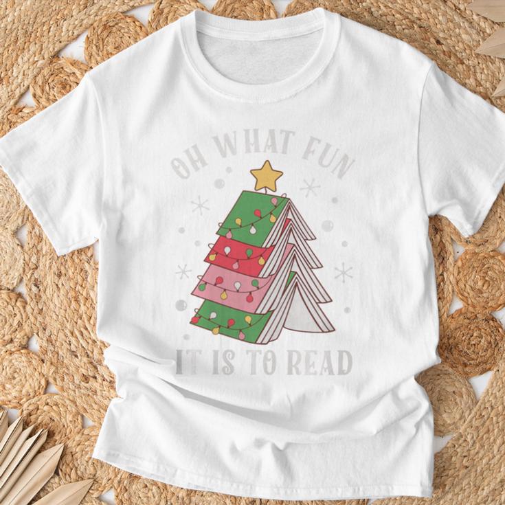 Oh What Fun It Is To Read Book Christmas Tree Premium Tri-Blend T-Shirt Gifts for Old Men