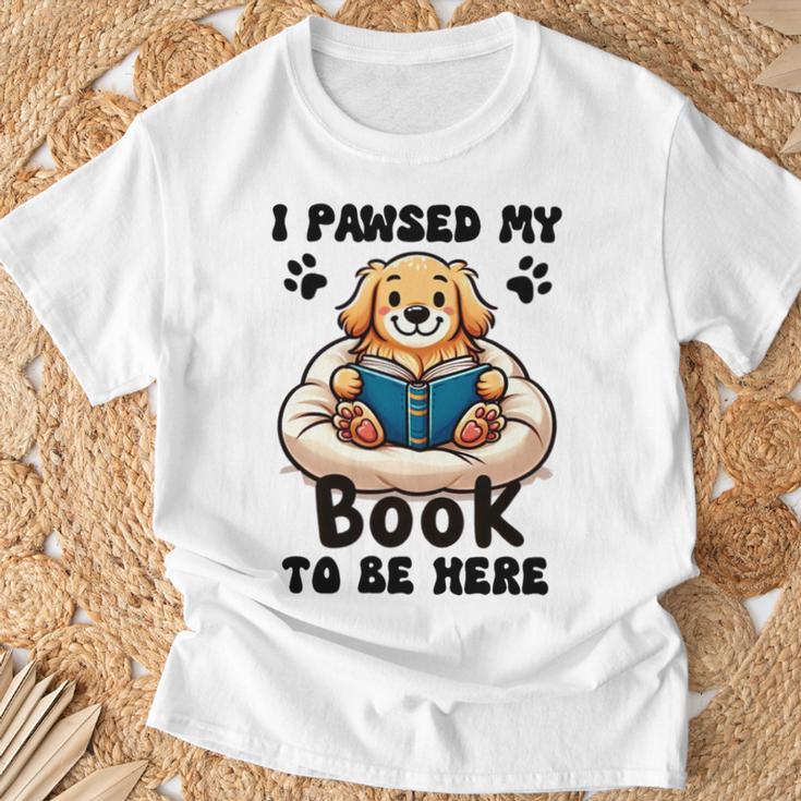 You Pawsed Here Dog Books Lovers I Paused My Book To Be Here Premium Tri-Blend T-Shirt Gifts for Old Men You Pawsed Here Dog Books Lovers I Paused My Book To Be Here Premium Tri-Blend T-Shirt Gifts for Old Men