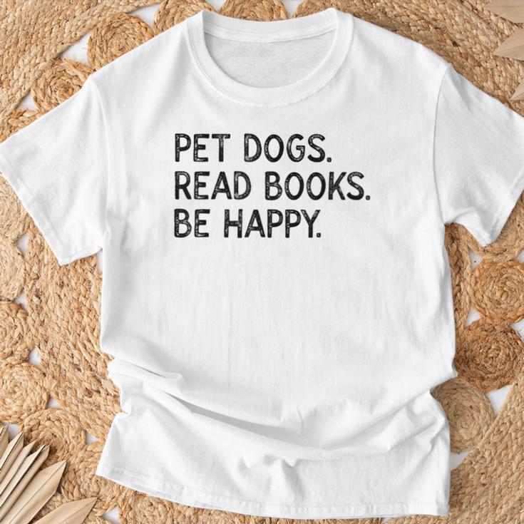 Pet Dogs Read Books Be Happy T-Shirt Gifts for Old Men